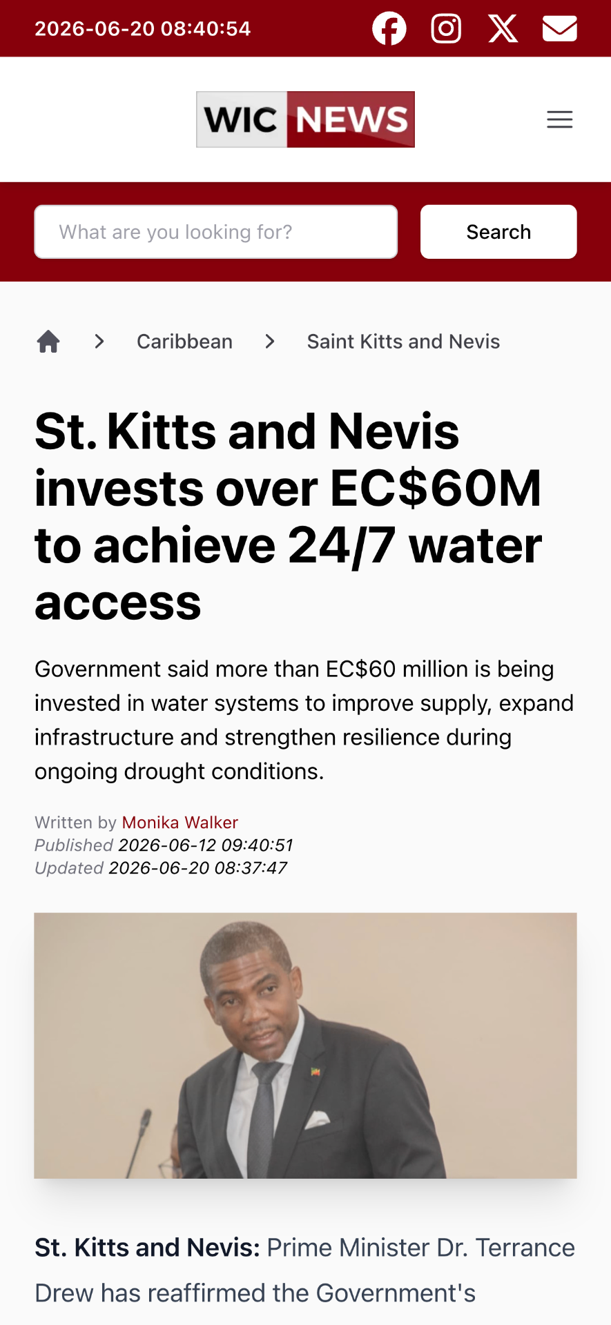 St. Kitts and Nevis invests over EC$60M to achieve 24/7 water access